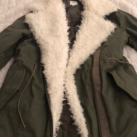 KHAKI WOOL COLLAR COAT - Picture 2 of 11